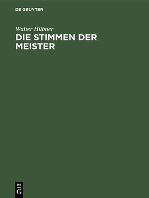 cover image of Die Stimmen der Meister